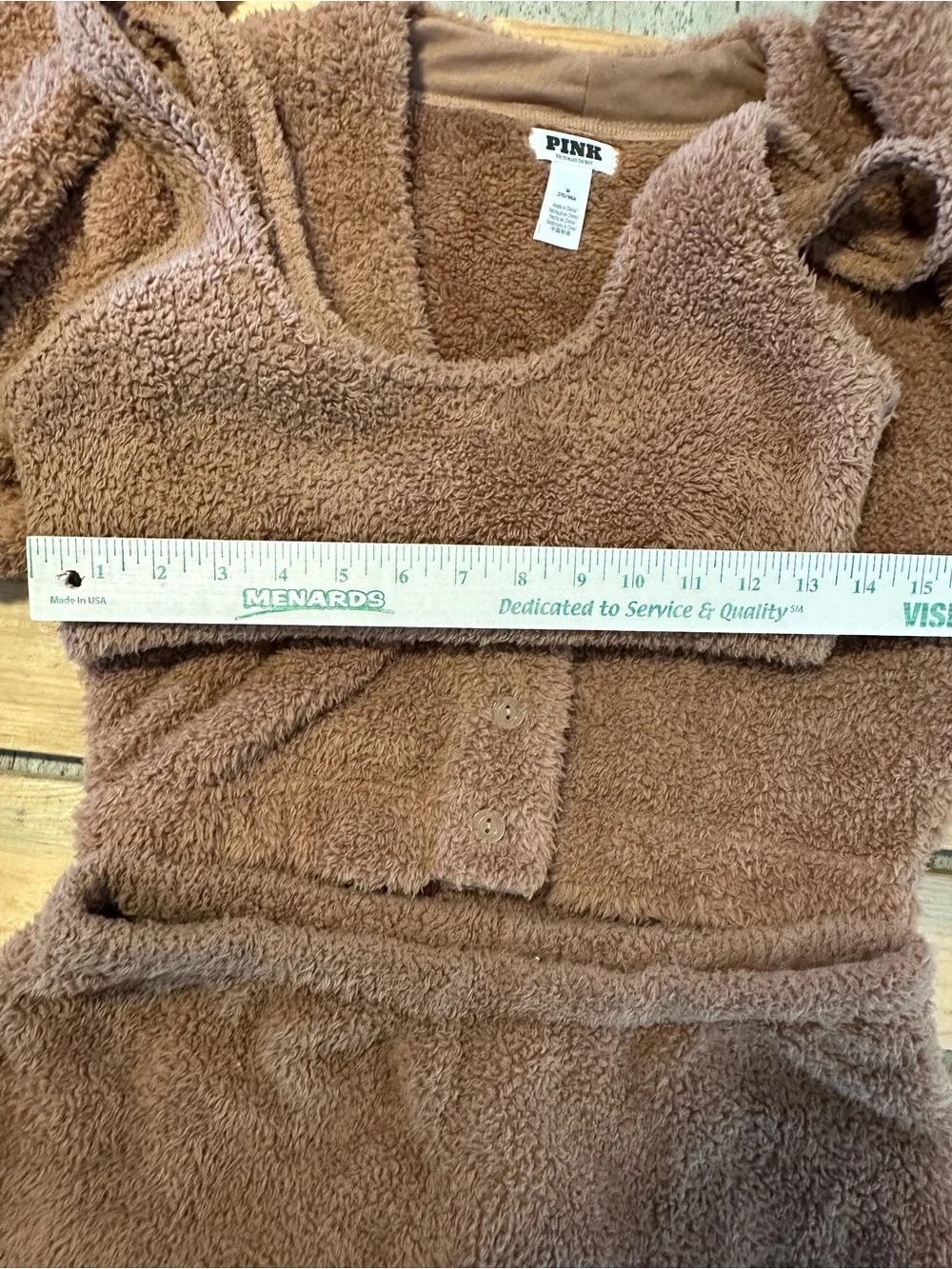 Pink Victoria secret CO-ZZZY FLEECE BOXY pj set toffee size medium